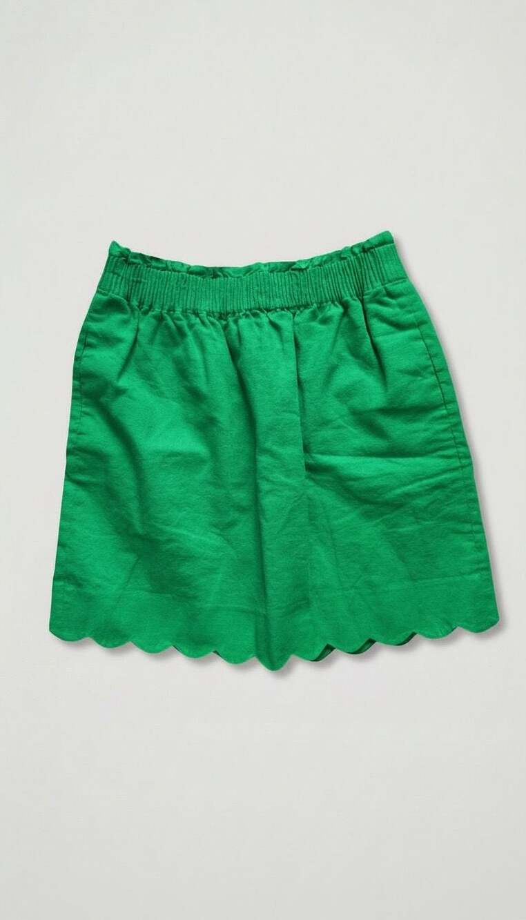 J. Crew Scalloped Hem Linen-Cotton Skirt